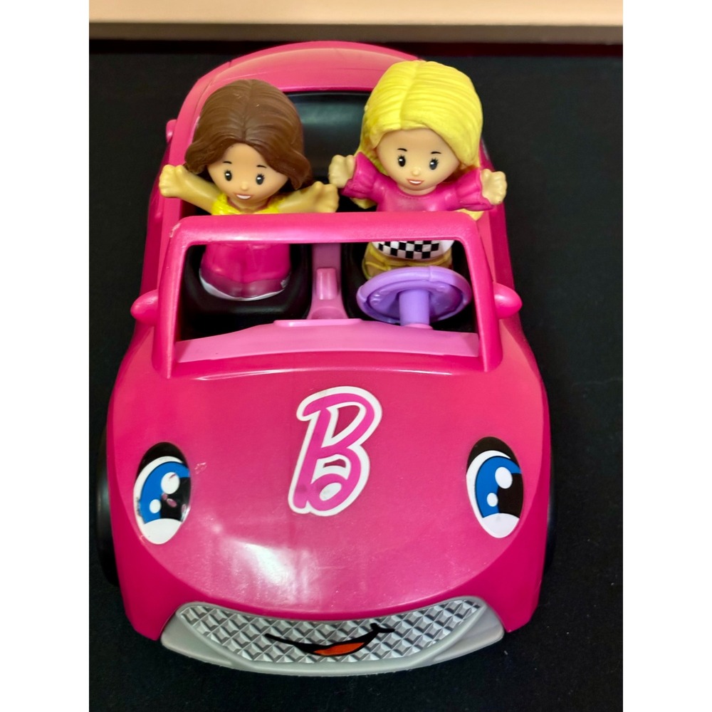 Fisher-Price Little People Barbie Pink Convertible Toy Car 2 Figures HCK78 Sound